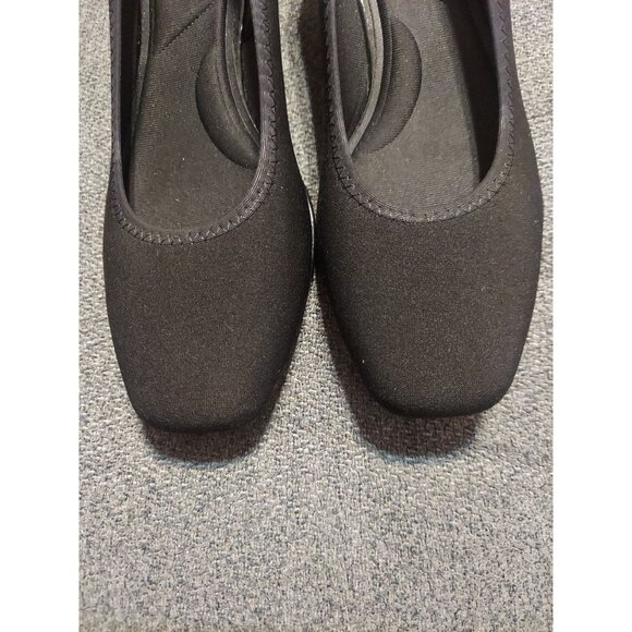 Wisher Black Fabric Anne Klein Leather Wedge Pumps Size 8.5M Dress Shoes Womans - Picture 2 of 8